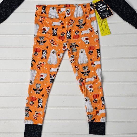 Trick or Treat Sleep Kids Puppy Print Glow In The Dark Pajama Set Size 3T NWT - Picture 5 of 8